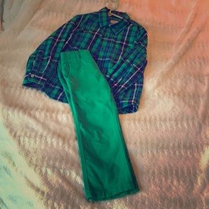 J. Khaki button down and pants